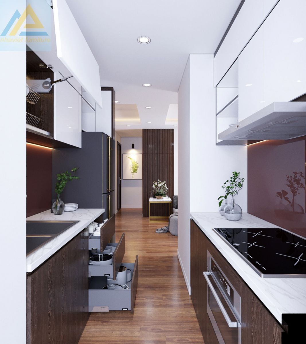 thiết kế nội thất chung cư an bình city phòng bếp