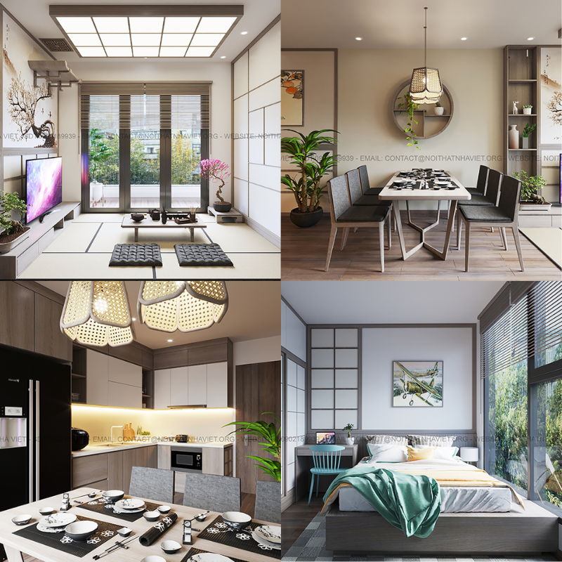 Thiết kế thi công nội thất chung cư Hà Nội theo phong cách Nhật 3PN