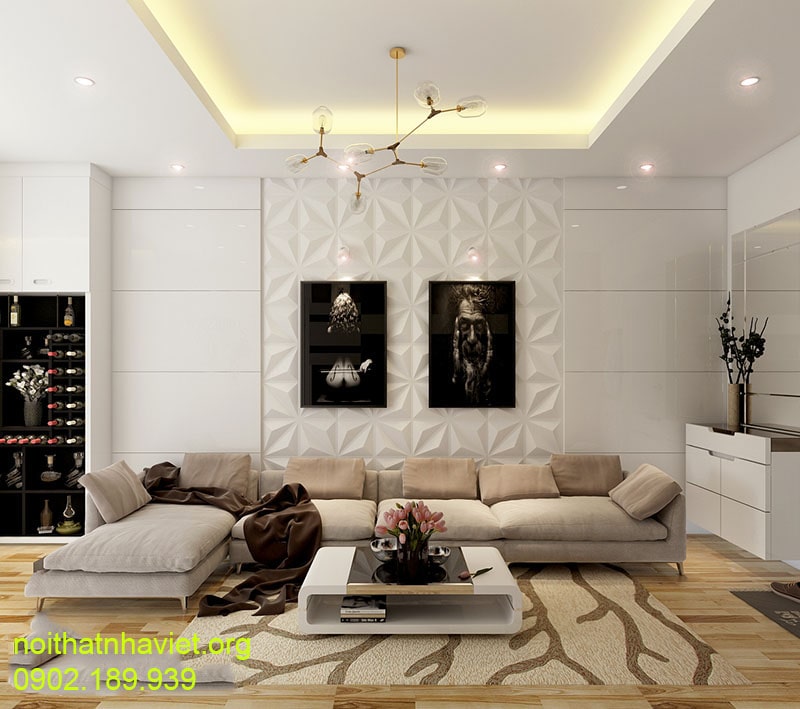 Thiết kế nội thất phòng khách đẹp tại Linh Đàm
