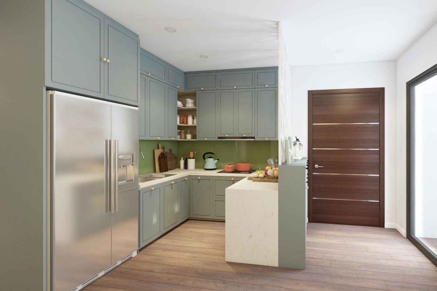Thiết kế nội thất phòng bếp hiện đại cho nhà ống